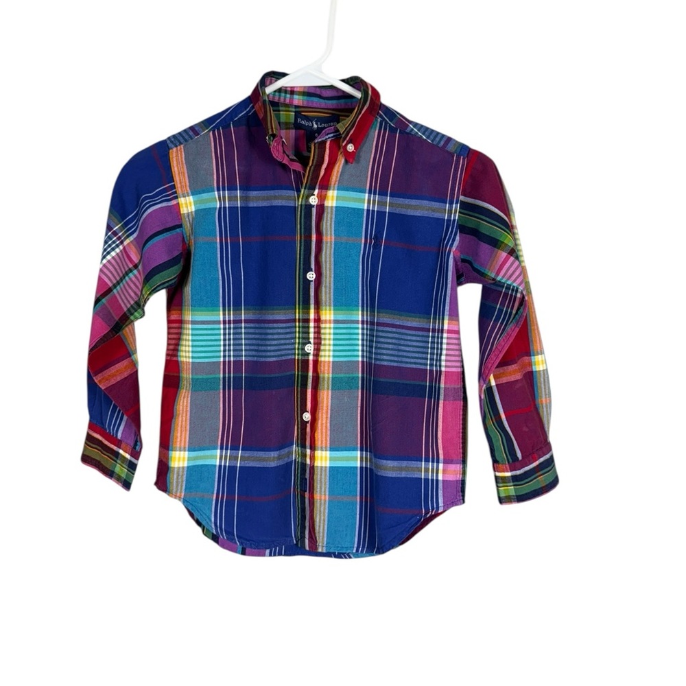 Ralph Lauren Madras Plaid Button Down Shirt‎ Size 6 Long Sleeve